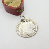 King William III Sterling Silver Shilling Coin Fob or Pendant Antique c1698