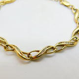 Diamond Set 9ct Yellow Gold Lover's Knot Chain Bracelet Vintage c1980
