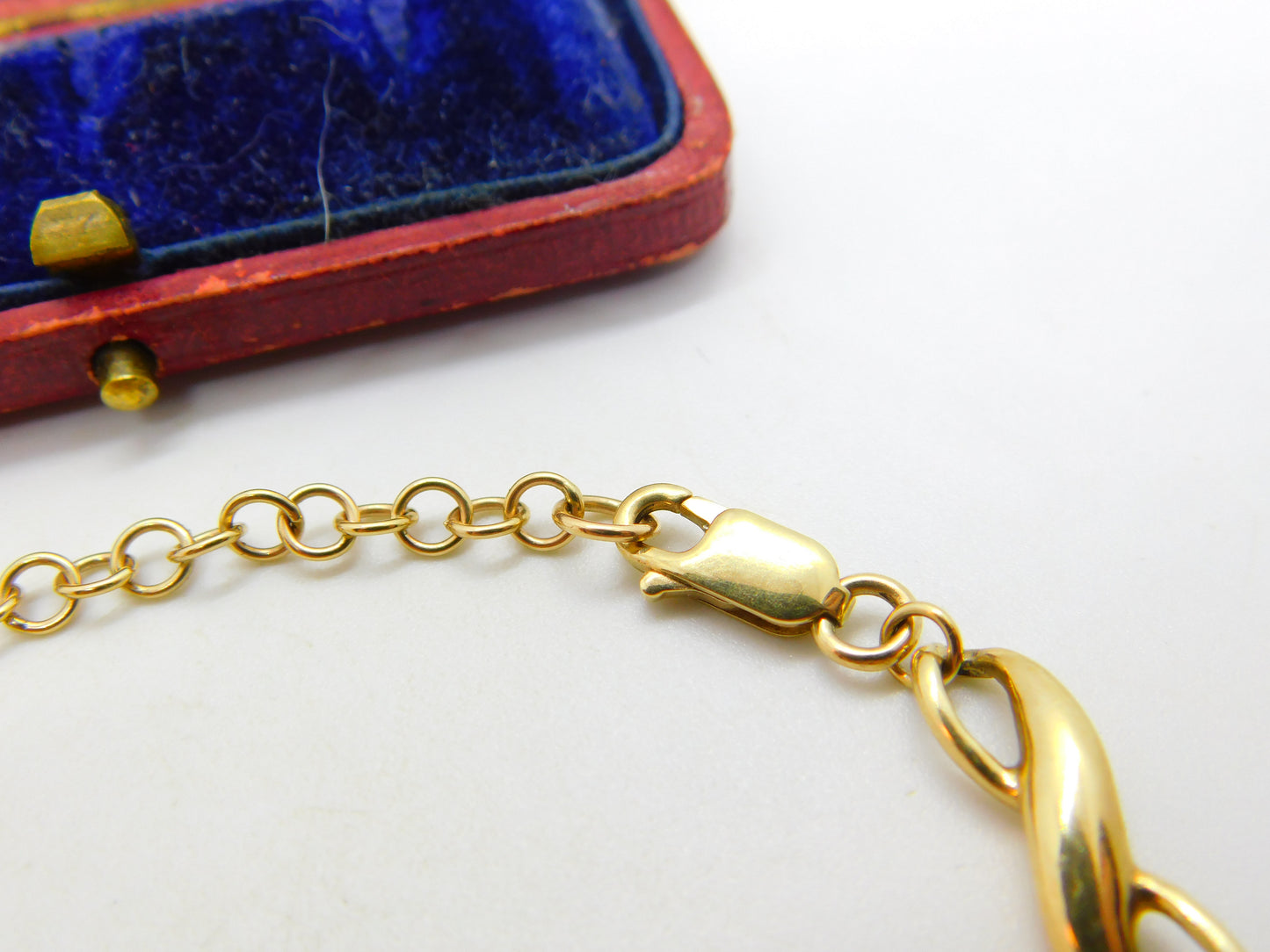 Diamond Set 9ct Yellow Gold Lover's Knot Chain Bracelet Vintage c1980