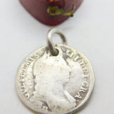 King William III Sterling Silver Shilling Coin Fob or Pendant Antique c1698