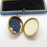 Victorian 9ct Gold Back & Front Black Enamel 'In Memory Of' Mourning Locket