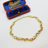 Diamond Set 9ct Yellow Gold Lover's Knot Chain Bracelet Vintage c1980