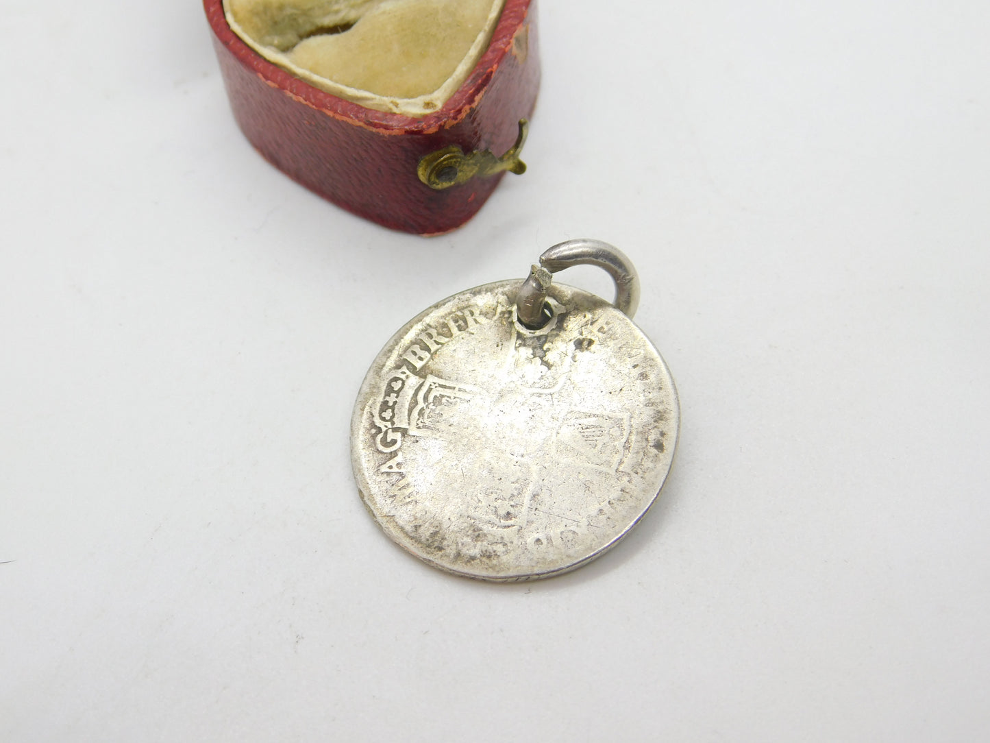 King William III Sterling Silver Shilling Coin Fob or Pendant Antique c1698