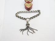 Victorian Sterling Silver Albertina Tassel Fob Bracelet Antique c1860 7" Length