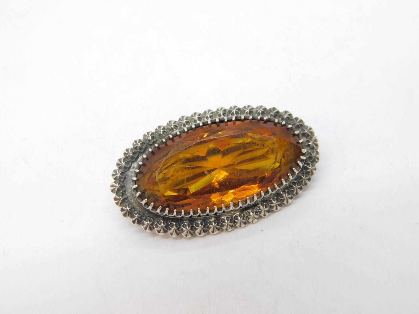 Charles Horner Victorian Sterling Silver Citrine Brooch Antique 1900 Chester