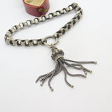 Victorian Sterling Silver Albertina Tassel Fob Bracelet Antique c1860 7" Length