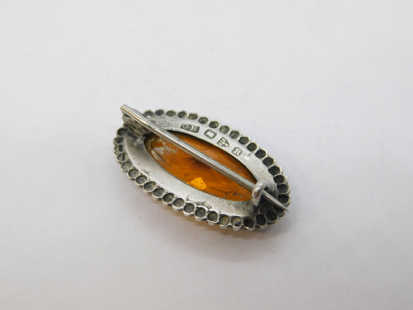 Charles Horner Victorian Sterling Silver Citrine Brooch Antique 1900 Chester