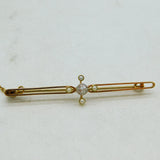 Edwardian 18ct Gold, 0.2ct Diamond & Seed Pearl Floral Brooch Antique c1910