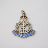 WWII Sterling Silver Enamel Royal Army Medical Corps Pendant Antique c1940