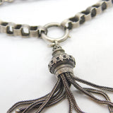 Victorian Sterling Silver Albertina Tassel Fob Bracelet Antique c1860 7" Length
