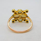 Victorian 18ct Yellow Gold, Opal & Seed Pearl Starburst Ring Antique c1880s