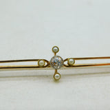 Edwardian 18ct Gold, 0.2ct Diamond & Seed Pearl Floral Brooch Antique c1910