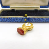 Georgian 18ct Gold & Carved Carnelian Dove Intaglio Clock Form Seal Fob c1800