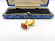 Georgian 18ct Gold & Carved Carnelian Dove Intaglio Clock Form Seal Fob c1800