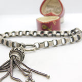 Victorian Sterling Silver Albertina Tassel Fob Bracelet Antique c1860 7" Length