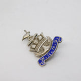 WWII Sterling Silver Enamel Womens Royal Navy Service Sweetheart Brooch Antique