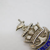WWII Sterling Silver Enamel Womens Royal Navy Service Sweetheart Brooch Antique