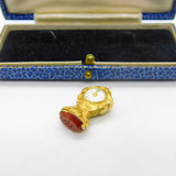Georgian 18ct Gold & Carved Carnelian Dove Intaglio Clock Form Seal Fob c1800