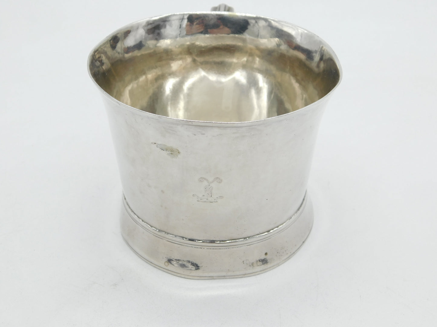 George III Sterling Silver Pub Tankard Mug Heart Handle Antique 1798 London