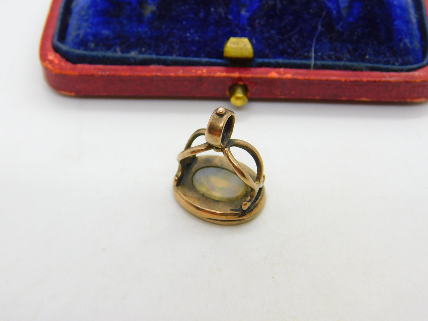 Running Fox Intaglio Seal 9ct Gold Cased Fob Pendant Antique Georgian c182