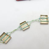 Mexican Sterling Silver & Blue Enamel Abstract Panel Bracelet Vintage c1970