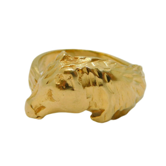 14ct Yellow Gold Horse Head Child's Ring Vintage c1970 Size F UK