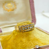Victorian 15ct Gold & 27 Seed Pearl Mourning Ring Antique 1884 Birmingham