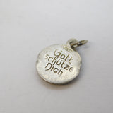 19th Century German .900 Silver Enamel 'Gott Schütze Dich' Religious Charm c1880