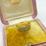 Victorian 15ct Gold & 27 Seed Pearl Mourning Ring Antique 1884 Birmingham