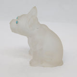 Large Czech Glass, Turquoise Eye Pug Dog Cracker Charm Figure Antique Deco