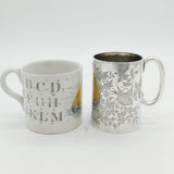 Victorian Sterling Silver Swallow & Flower Pattern Christening Mug Antique