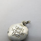 19th Century German .900 Silver Enamel 'Gott Schütze Dich' Religious Charm c1880