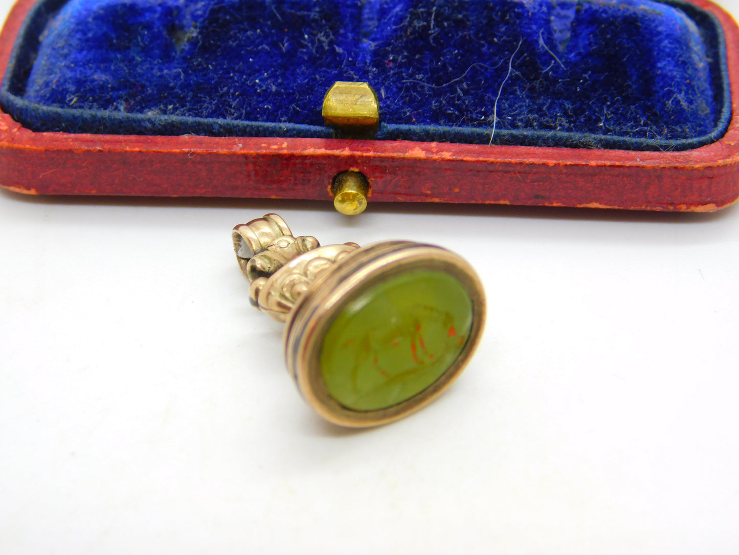 Horse Intaglio Agate Seal 9ct Gold Cased Fob Pendant Antique Georgian c1820