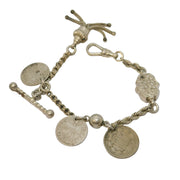 19th Century Sterling Silver Albertina Bracelet with Charms Antique c1860