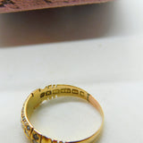 Victorian 15ct Gold & 27 Seed Pearl Mourning Ring Antique 1884 Birmingham