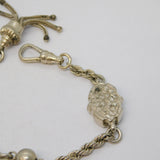 19th Century Sterling Silver Albertina Bracelet with Charms Antique c1860