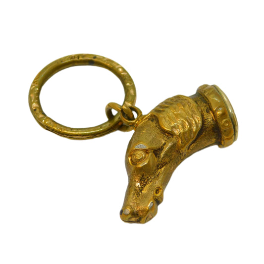 Victorian Gilt Metal & Chalcedony Agate Greyhound Dog Fob Antique c1860