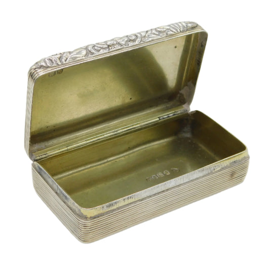 George III Sterling Silver Floral Pattern Snuff Box Antique 1820 London