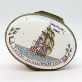 Georgian Bilston Enamel Patch Box 'A Trifle from Wantage' Antique c1800
