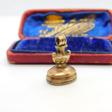 Horse Intaglio Agate Seal 9ct Gold Cased Fob Pendant Antique Georgian c1820