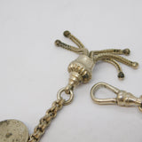 19th Century Sterling Silver Albertina Bracelet with Charms Antique c1860