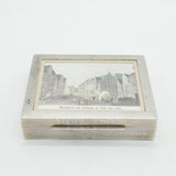 German Sterling Silver Military Interest Cigarette Box Painting Lid Vintage 1970
