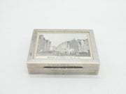 German Sterling Silver Military Interest Cigarette Box Painting Lid Vintage 1970