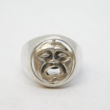 Sterling Silver Spinning Comedy & Tragedy Muse Mask Signet Ring Vintage