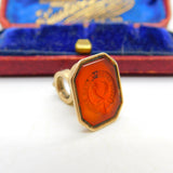 Georgian "May Britons Ever Enjoy" Intaglio Motto Crest Seal 9ct Gold Fob Seal