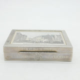 German Sterling Silver Military Interest Cigarette Box Painting Lid Vintage 1970