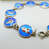 Danish Sterling Silver & Enamel Panel Bracelet Original Box Mid-Century c1950