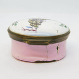 Georgian Bilston Enamel Patch Box 'A Trifle from Wantage' Antique c1800