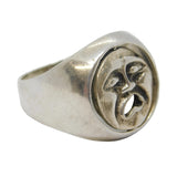Sterling Silver Spinning Comedy & Tragedy Muse Mask Signet Ring Vintage