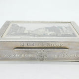 German Sterling Silver Military Interest Cigarette Box Painting Lid Vintage 1970